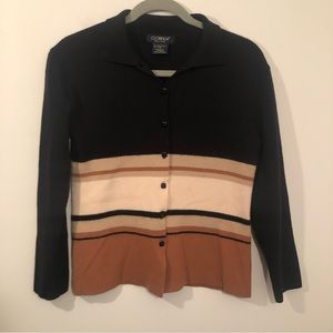 Clorinda Sweater Womens S Merino Wool Blend Color Block Made in Italy